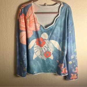 Floral Sea Turtle Long Sleeve Top